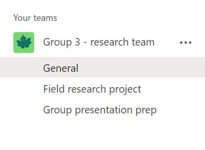 Example of a channel in Microsoft Teams.