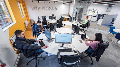 Students working in the Forum