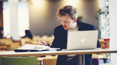 Student studying on Frenchay Campus