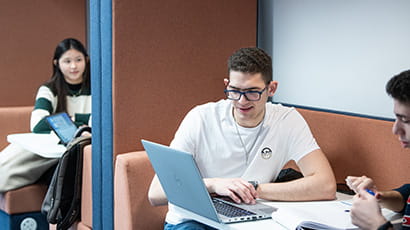 Student working on a laptop
