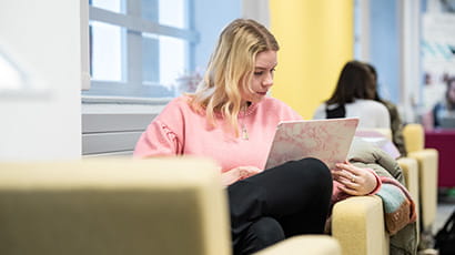 Student working on a laptop