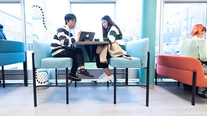 Students working in a study space