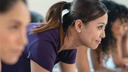 People practising yoga. 