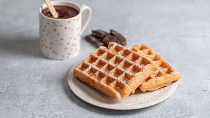 Waffle making and hot drinks