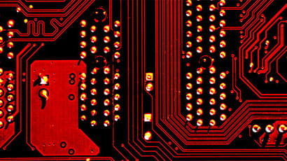 A red electronic circuit board